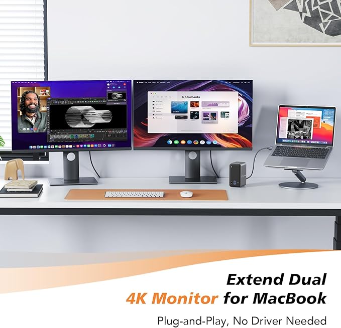 TobenONE 16-in-1 MacBook Docking Station with 100W Power Adapter, Dual HDMI, 7 USB, Gigabit RJ45, SD&Micro SD, PD 3.0, Mac Docking Station for Creative Professionals & Home Working