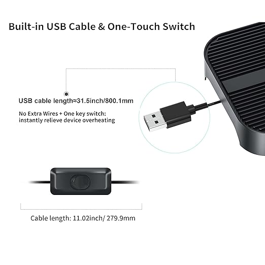 X3 USB Cooling Fan, 18dB Ultra Quiet 140mm USB PC Fan with Built-in Cable and One-Touch Switch Compatible with Router, Receiver, Amplifier, DVR, PlayStation, Xbox, Computer Cabinet Cooling
