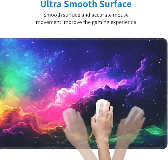 Colorful Clouds Desk Mat Large Gaming Mouse Pad Colorful Clouds Extended Mousepad Big in Laptop Computer Mouse Keyboard Mat for Office Desk Decor 31.5x12 in