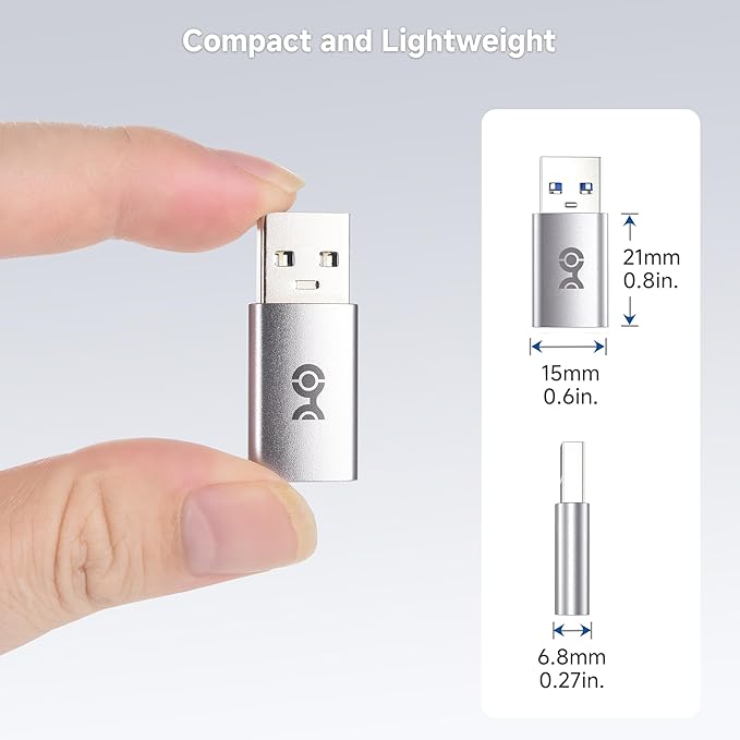 Cable Matters 2-Pack 10Gbps USB to USB C Adapter for Fast Charging & High-Speed Data Transfer, Reversible USBC Port, USBA Male to USBC Female Adapter for iPhone 17/16, iPad Pro, Galaxy S23