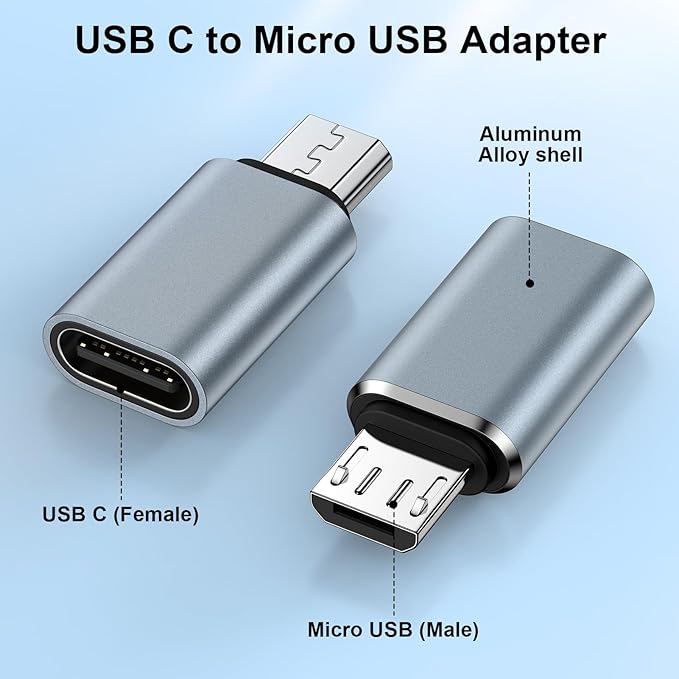 USB C to Micro USB Adapter, 5Pack USB Type C Female to Micro USB Male Convert Connector USB C to Micro B 2.0 Charge & Data Sync for Samsung Galaxy S7 Edge S7 S6 J7 Nexus 5 6 Note 5,Micro USB Devices