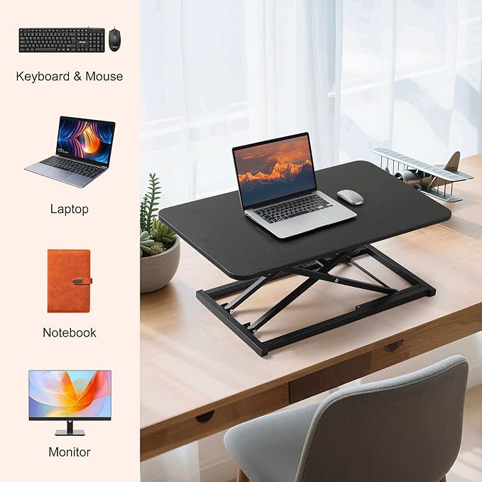 Height Adjustable Standing Desk Converter for Ergonomic Sit Stand Workstations Size 23.62X13.38 inch