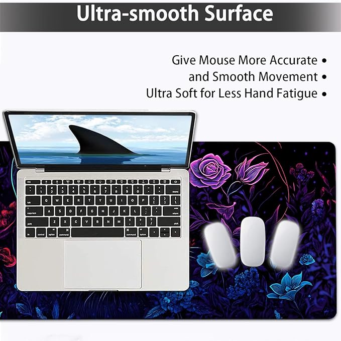 Large Mouse pad and Keyboard Support Set, Ergonomic Memory Foam Keyboard Wrist Rest, Extended Gaming Mouse Pad with Stitched Edges, Black Light Cat XXL Desk Mat (31.5 X 11.8 in)