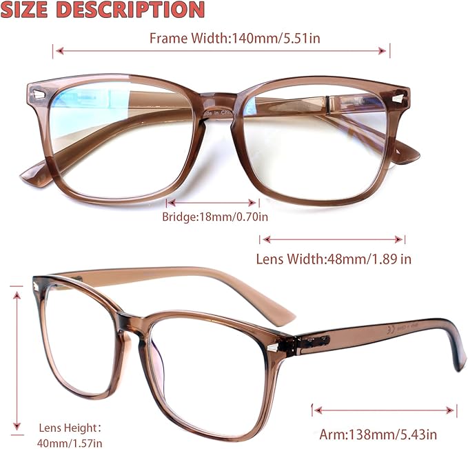 Henotin 4-Pack Blue Light Blocking Reading Glasses Women Men,Spring Hinge Computer Readers,Anti UV Ray Square Nerd Eyeglasses (4 Pack Mix, 2.75, Diopters)