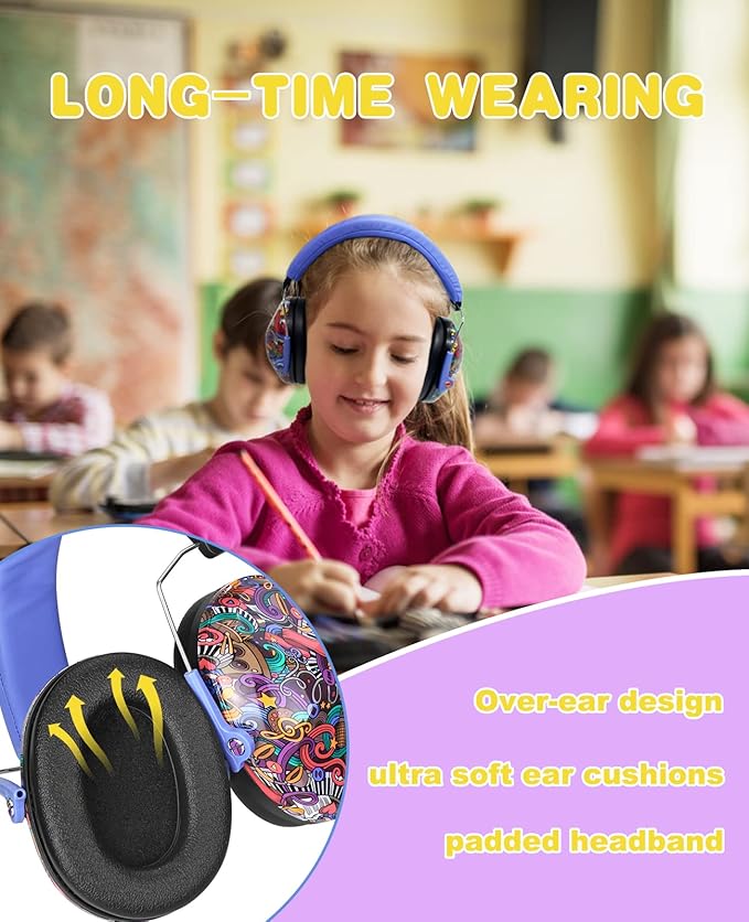 PROHEAR ROHEAR 032 Kids Ear Protection Safety Muffs, NRR 25dB Noise Blocking Earmuffs for Monster Trucks, Autism, Studying, Protective Ear Defenders for Toddler Children Teens - SYMBOL MUSIC