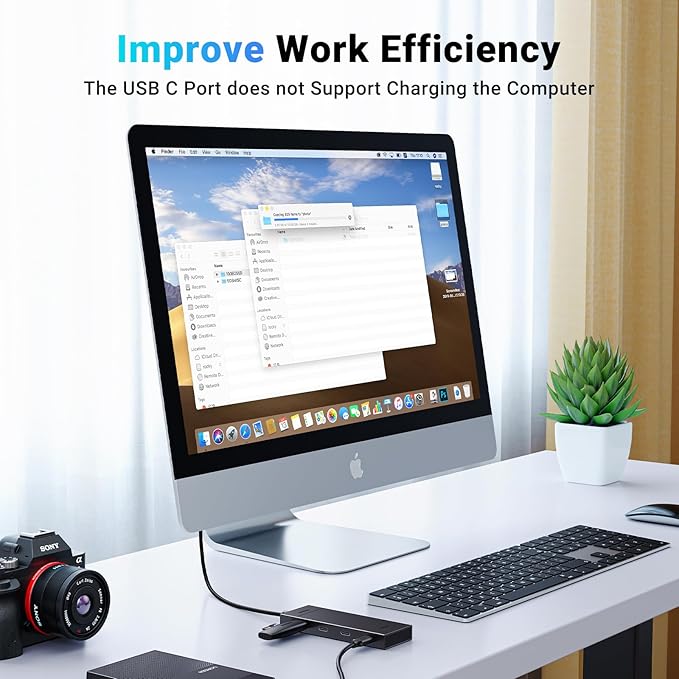 UGREEN USB-C Hub 4-Port 10Gbps Data Only USB 3.2 Hub Multiport Adapter Compatible with MacBook Pro, MacBook Air, iPad Pro, iPad mini 6 and iPhone 15, Plug and Play 0.3ft Cable