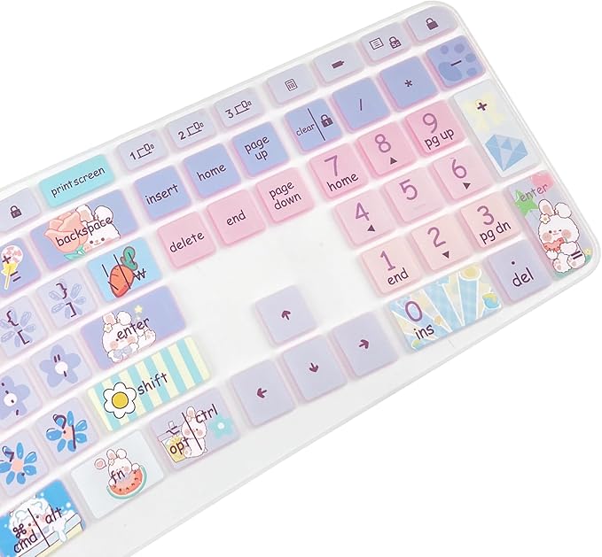 Cute Silicone Keyboard Cover for Logitech Ergo K860 Ergonomic Keyboard, US Layou, Cute Bunny