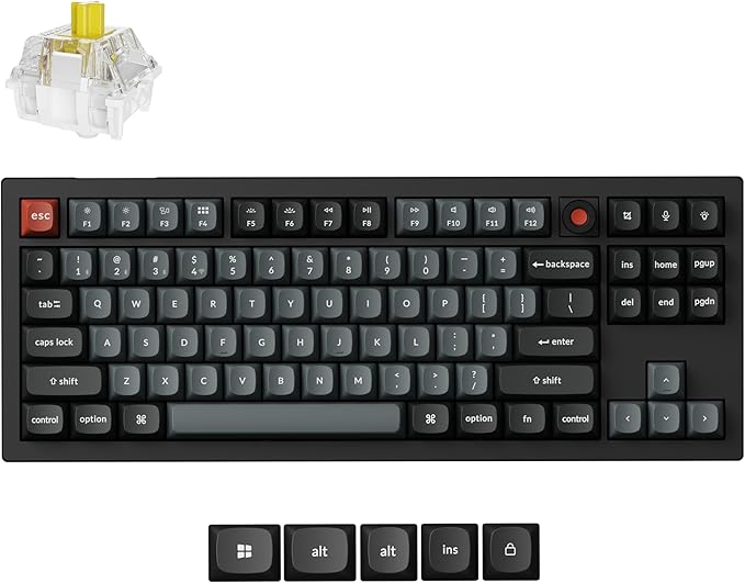 Keychron V3 8K TKL Wired Mechanical Keyboard, 8000 Hz Polling Rate QMK/VIA Programmable Hot-Swappable Gaming Keyboard with Knob, South-Facing RGB, Ergonomic PBT Keycaps for Mac Windows Linux