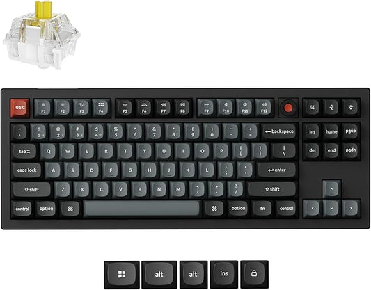Keychron V3 8K TKL Wired Mechanical Keyboard, 8000 Hz Polling Rate QMK/VIA Programmable Hot-Swappable Gaming Keyboard with Knob, South-Facing RGB, Ergonomic PBT Keycaps for Mac Windows Linux
