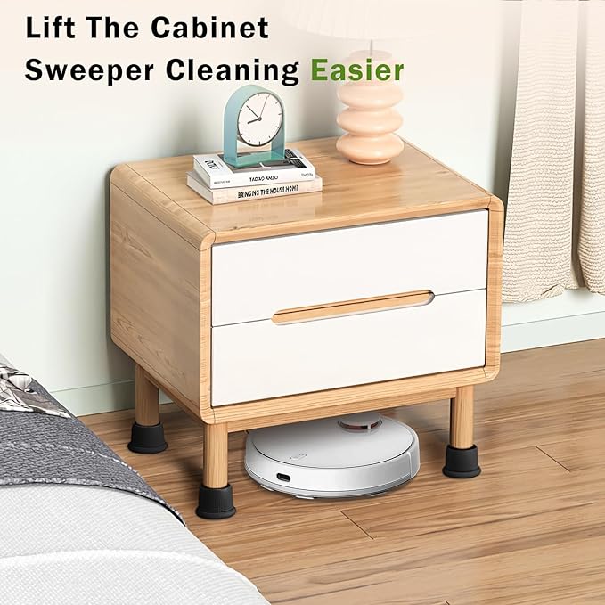 1.6-2.6 Inch Adjustable Bed Risers, Durable ABS & Anti Slip Bed Stoppers for Headboard, Suitable for Small Furniture Risers, Such As Table Risers, Chair Risers, Desk Leg Riser, Black 4 Pack