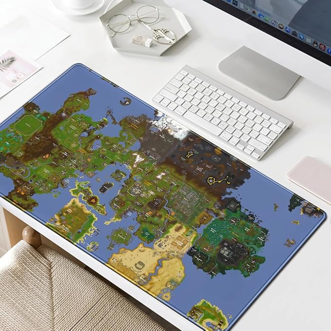 Old School Desk Mat World Map Mouse Keyboard Pad, Gaming Desk Pad Mat XXL Big Mouse Pad Tabletop Game Gift, Laptop Computer Keyboard Pad with Stitched Funny Extra Large Mouse Pad 31.5x15.7 in