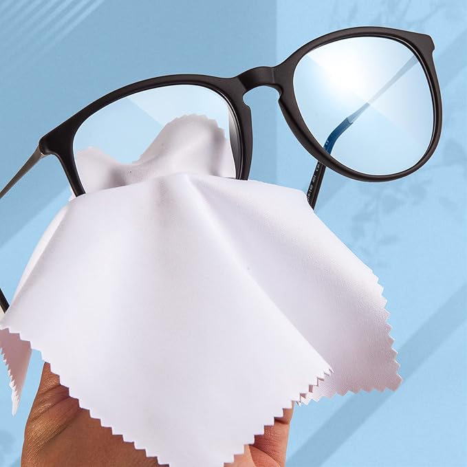 Eyeglass Cleaning Cloth Glasses Cleaner 12Pack Microfiber Lens Cleaner Eyewear Sunglass Wipes for Glass Jewelry Screen Camera Lint Free Thick 5x6 Inch (White, 5x6)