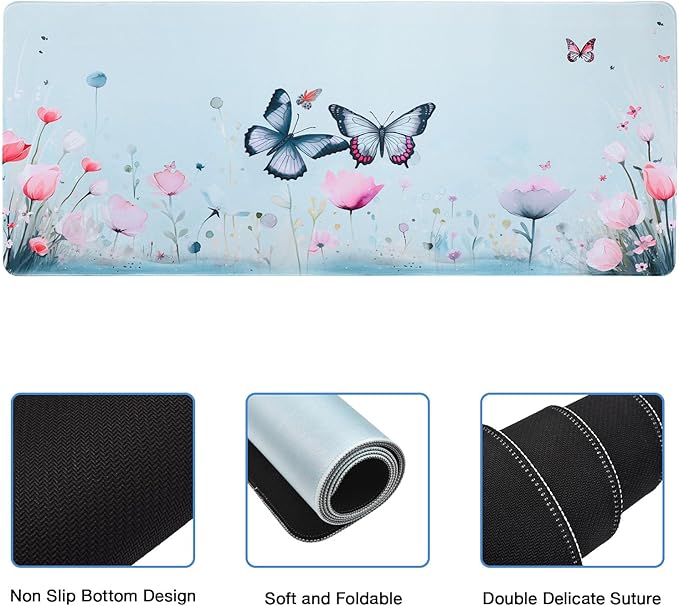 MEGREZ 4-in-1 Ergonomic Memory Foam Wrist Rest Set, Desk Pad, Mouse Pad with Wrist Rest, Keyboard Pad, Suitable for Office Workers, Programmers & Gamers–Relieve Typing & Gaming Fatigue,