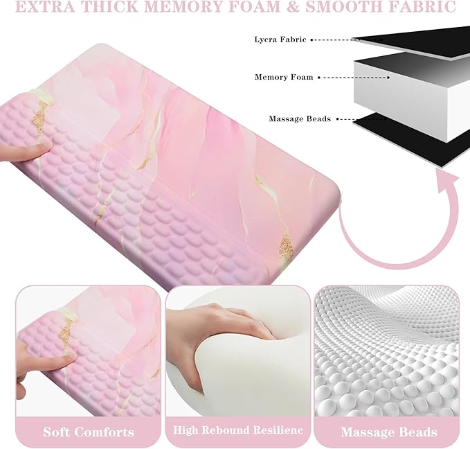 Ergonomic Keyboard Stand with Wrist Rest, Computer Wrist Support Pad, Tilted Keyboard Riser Holder Lift Tray with Wrist Pad, Easy Typing, Comfy Soft Memory Foam Desk Cushion for Office Home