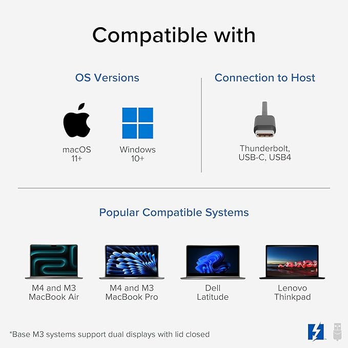 Plugable 16-in-1 Thunderbolt 4 Dock – Dual 4K Monitors for M4/M5 MacBook Air/Pro, 100W Charging, 2X HDMI, 2X DisplayPort, 2.5G Ethernet, 7X USB, MicroSD/SD Card Reader, Windows & USB4 Compatible