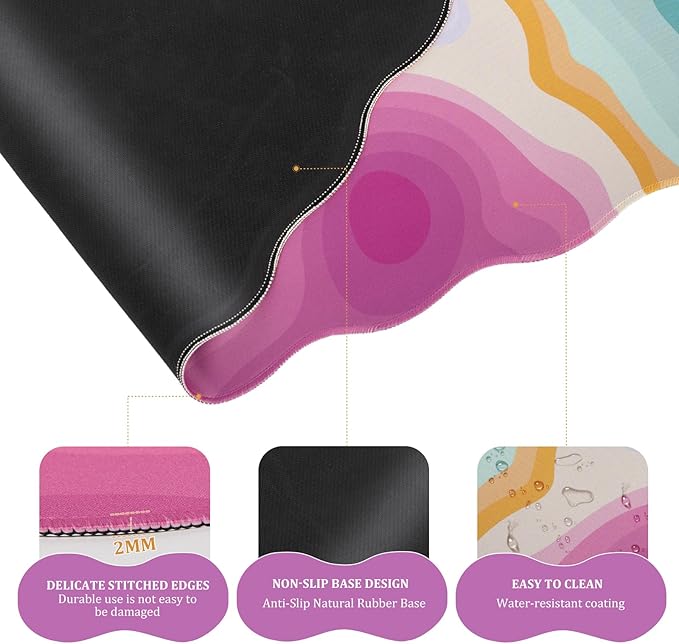 L-SPOUTTO Topographic Mouse Pad Set,Abstract Scalloped XXL Desk Mat + Ergonomic Mouse Wrist Rest +Gel Keyboard Wrist Rest for Keyboard 65%/75%,3in1 Large Desk Pad for Desktop Home Office Computer Game