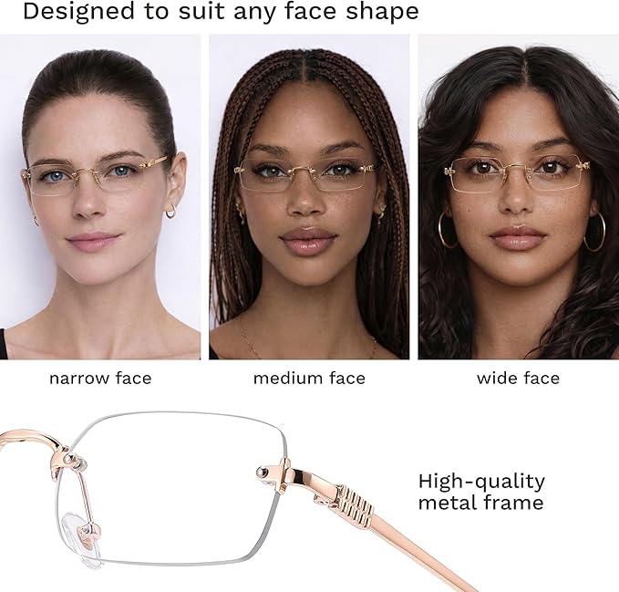 livho Ultra-Light Statement Glasses — Rectangular Metal Blue-Light Frames for Women