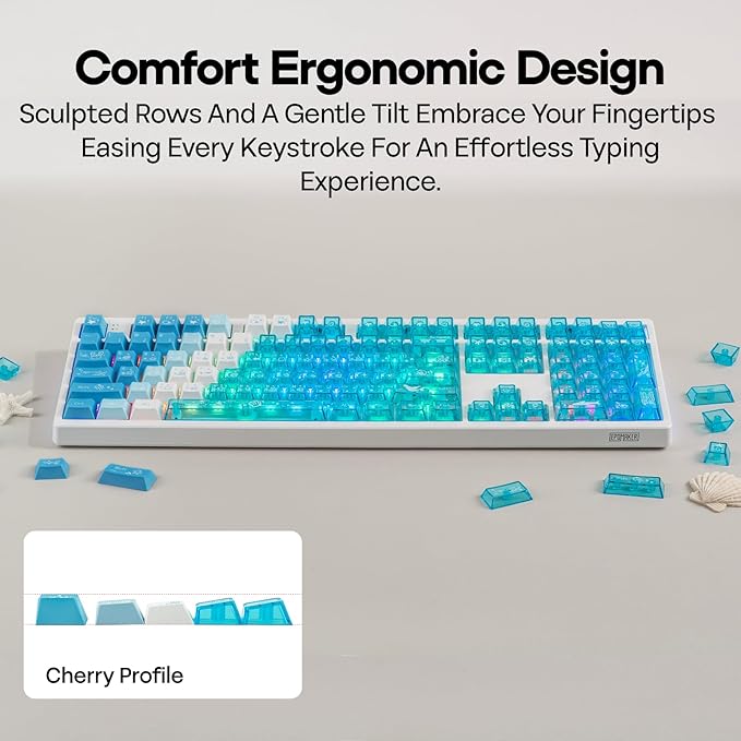 EPOMAKER DuoChrome Keycaps Set, 150 Keys, Cherry Profile, Shine Through, PBT+PC, Dye-sub, 65%/75%/TKL/96%/Full Size, Custom Keyboard Keycaps Set for Mechanical Gaming Keyboard (Blue)