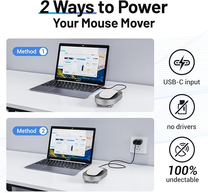 HONKID Undetectable Mouse Mover Jiggler with ON/Off Switch and USB Port Drive-Free,Simulate Physical Automatically Mouse Movement,Prevent Computer Laptop Inactive/Lockdown (Silver)