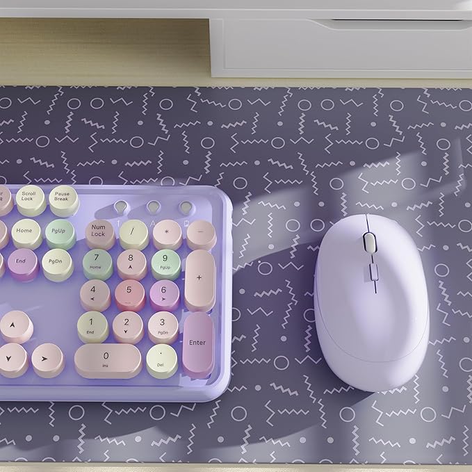 x UBOTIE Colorful Wireless Keyboard and Mouse Combo, Full-Sized Office Keyboard with Typewriter Flexible Keys, 2.4GHz Dropout-Free Connection, Optical Mouse for PC Laptop(Purple Colorful)