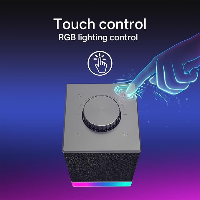 Redragon GS517 RGB Computer Speaker - 2.0 Stereo Sound System with BT & USB Dual Connectivity, 8 RGB Lighting Effects, Touch Controls & Volume Knob - Perfect for Gaming & Multimedia