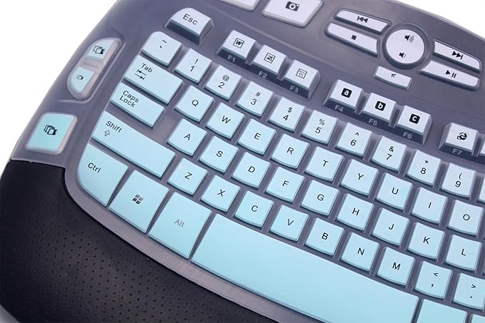 Silicone Keyboard Skin Cover Compatible for Logitech K350 MK550 MK570 Wireless Wave Keyboard, Logitech K350 MK550 MK570 Keyboard Skin (Ombre Mint)