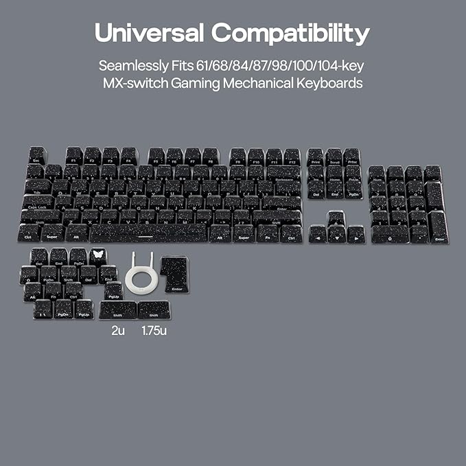 EPOMAKER Lusterfly Jelly Keycaps Set - 123 Keys Double-Shot Laser Engraved, MDA Profile, ABS+PC, Non-Shine-Through, MX-Compatible for 61/68/84/87/98/100/104-Key Mechanical Keyboard (Black)