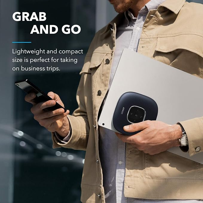Anker PowerConf Speakerphone, Zoom Certified Conference Speaker with 6 Mics, 360° Enhanced Voice Pickup, 24H Call Time, Bluetooth 5.3, USB C, Compatible with Leading Platforms for Personal Workspaces
