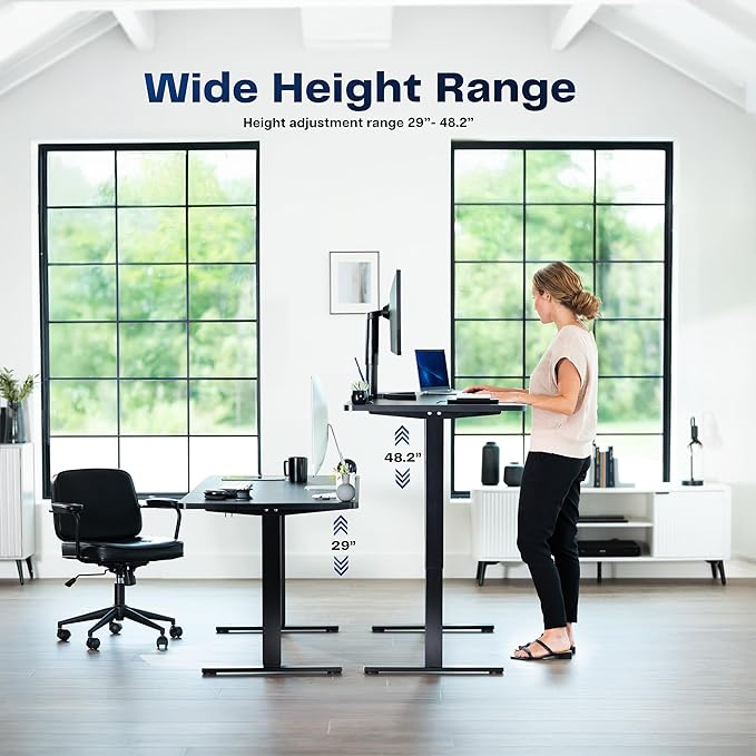 VIVO Electric 63 x 32 in Standing Desk, Memory Height Adjustment, 1B Series, Holds 220 lbs, White Top White Frame, DESK-KIT-1W1W