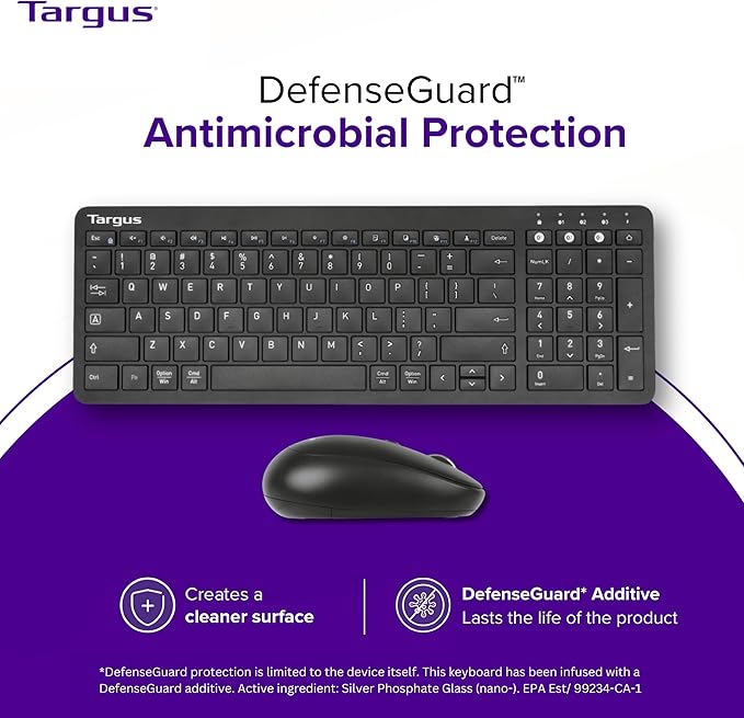 Targus Midsize Multi-Device Bluetooth Keyboard and Mouse Bundle - Compatible with Chrome OS, Windows, macOS, iOS, and Android (AKM619AMUS)