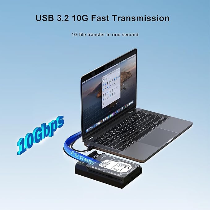 Dual-Bay Hard Drive Docking Station M.2 NVME+ SATA SSD/HDD Enclosure with Offline Clone, USB-C 10Gbps Hard Drive Dock, Tool-Free Design for Windows/Mac/Linux
