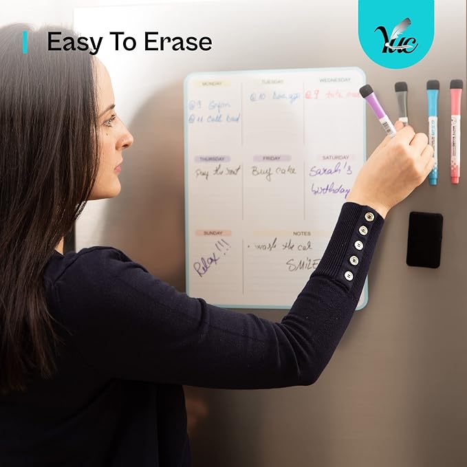 13x10 inch Dry Erase Magnetic Calendar - Whiteboard for Refrigerator