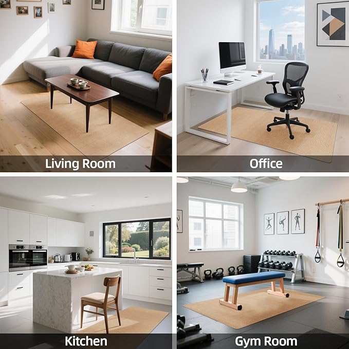 Office Chair Mat for Hardwood Floors 55" x 35", Durable Non-Slip Large Tile Floor Protector, Anti-Scratch Thick Heavy-Duty Recyclable Gliding Desk Mats for Computer Rolling Chairs, Camel Color