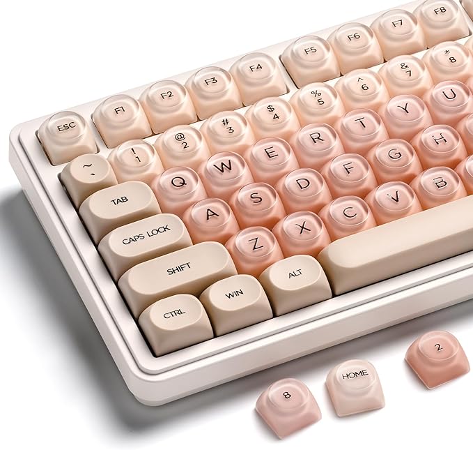 OHY PBT Keycaps, XVX Pink Jelly Foundation HOA Profile, 132-Key Cute Custom Keycaps (for Mechanical Keyboards with Cherry/Gateron MX Switches)-Flesh Pink（ONLY KEYCAPS）