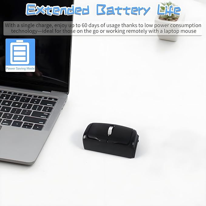Mini Bluetooth Wireless Mouse Dual-Mode Lazy Finger Ring Mouse - Rotatable Horizontal & Vertical Use, Multi-System Compatible, Ultra Long Battery Life for Laptops, PCs, and Tablets (Black)