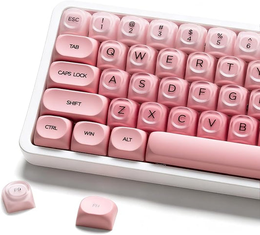 132 Keys PBT Keycaps, Jelly Keycaps Cute Custom Creamy Key caps MOA Profile for 61/68/84/87/98/100 Cherry Gateron MX Mechanical Keyboards, Pink