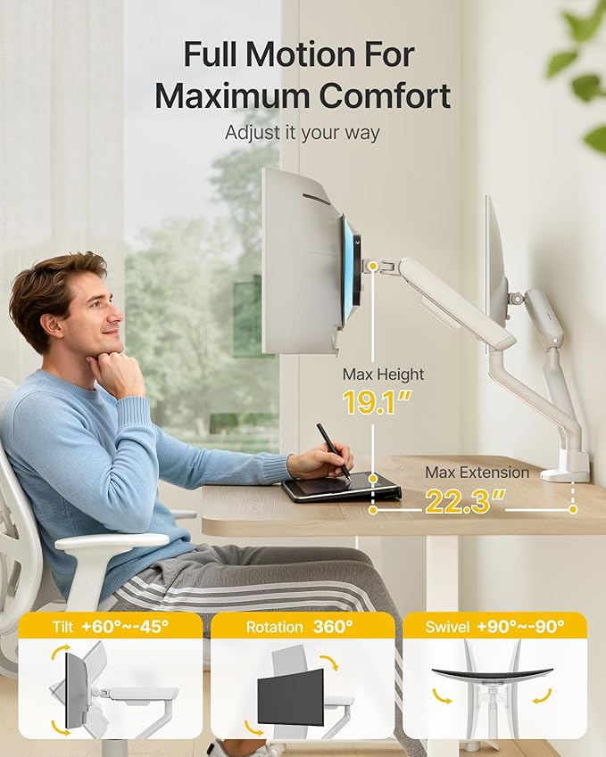 monTEK Dual Monitor Arm with USB, Mechanical Spring Monitor Arm for 17-35" Screens, Adjustable Monitor Desk Mount Each Holds up to 26.4 lbs with C Clamp/Grommet Desk Mount, VESA 75/100mm