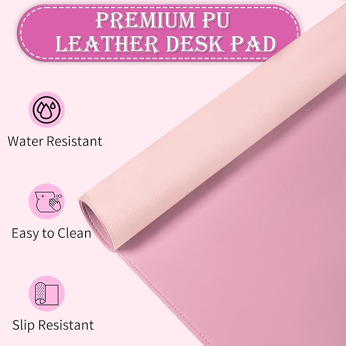 Large Desk Pad, 47.2" x 17" PU Leather Desk Mat for Desktop, Non-Slip Office Desk Mat for Desk, Desk Blotter Pad, Waterproof Computer Pad for Desk, Keyboard Mats for Home & Office (Fairy Tale Pink)