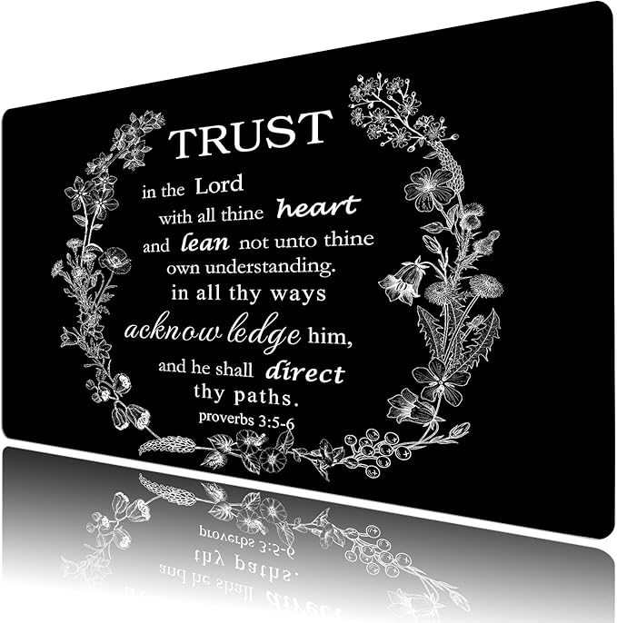 EOBTAIN Black and White Large Mouse Pad Bible Verse Keyboard Mat 31.5x15.7 Inch Scripture XXL Thin and Big Extended Desk Mat Smooth Non-Slip Rubber Mousepad Relaxing Spiritual Desk Accessories