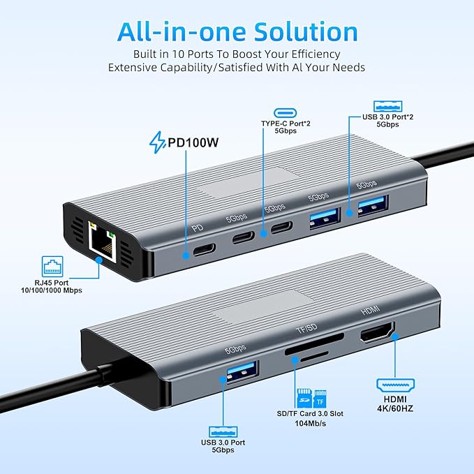 New for Microsoft Surface Dock 2, 10-in-1 Surface Docking Station with 4k@60Hz HDMI,Ethernet,SD/TF Slot,USB 3.0,PD, Surface Dock Hub for Surface Pro 11/10/9/8/X/7/6/5, Surface Laptop Go, Surface Book
