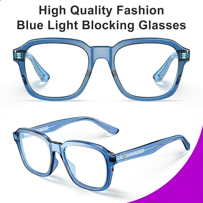 VISOONE Oversized Square Blue Light Blocking Glasses Fashion Computer Eyewear for Women and Men BENNETT