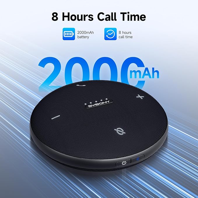 SVBONY Omni2 Conference Speaker and Microphone with 3A+AI Noise Reduction,4 Voice Enhancement Microphones for Clear Audio Output and Input, Portable Speakerphone, 8 Hours Battery Life for Home Office
