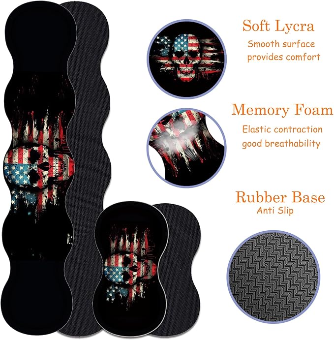 Large Gaming Mouse Pad + Keyboard Wrist Rest + Wrist Support + Coaster Set, Memory Foam Ergonomic for Easy Typing, XXL Extended Gaming Mouse Pad Table Pad - American Flag Skull