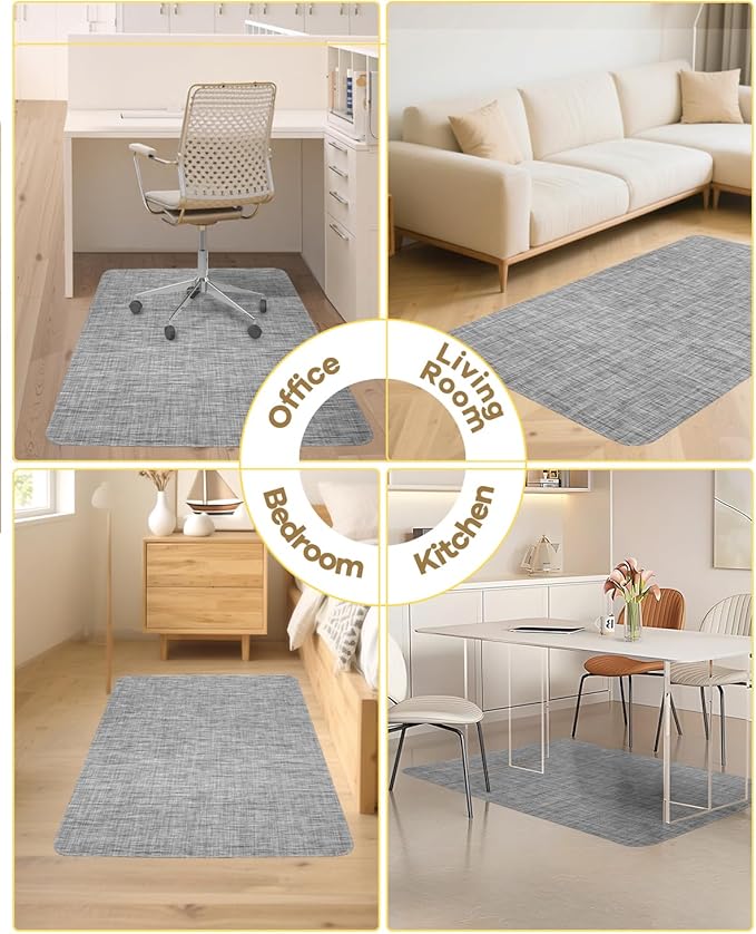 BesWin Office Chair Mat for Hard Floors, 36" x 48" Desk Computer Chair Mat for Wood/Tile Floors, Heavy Duty Non-Slip PVC Hard Floor Protector Mat Desk Rug for Office Home, Grey