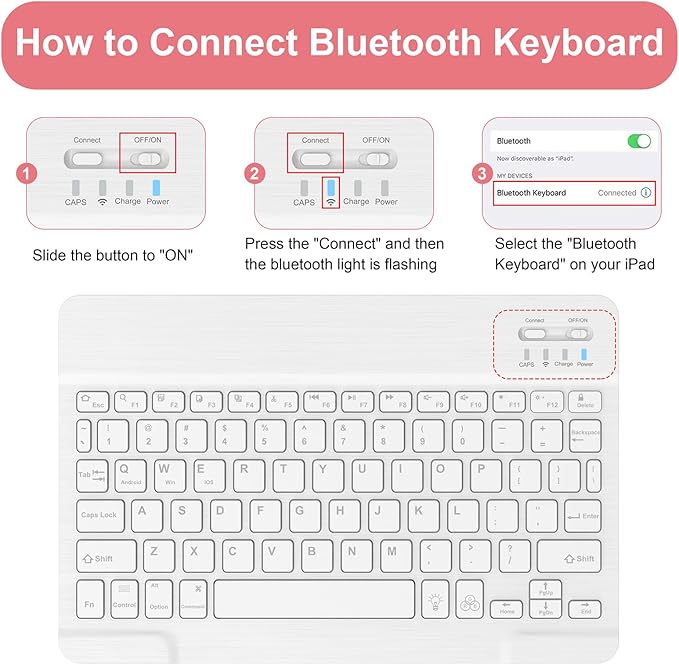 Soke for iPad (A16) 11th/10th Generation Case with Keyboard(2025/2022)-7 Color Backlight Wireless Detachable Folio Keyboard Cover with Built-in Pencil Holder for iPad 11/10.9 inch, Watermelon Marble