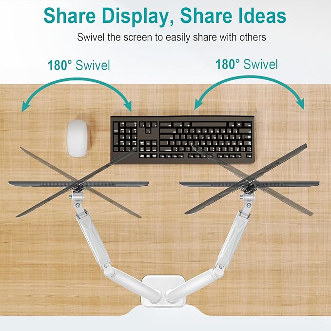MOUNT PRO Dual Monitor Mount Fits 13 to 32 Inch Screen, Height Adjustable Monitor Stand for 2 Monitors, Full Motion Display Arm Holds up to 17. 6lbs Each, Computer Desk VESA Mount, White