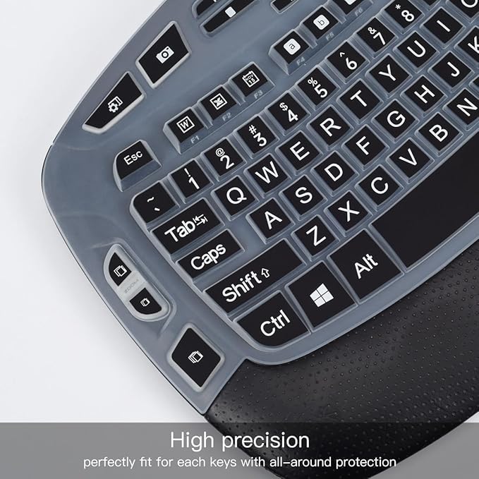 Keyboard Cover for Logitech K350 MK550 MK570 Keyboard Cover Skin for Logitech K350 MK550 MK570 Wireless Wave Keyboards Covers Skin Protector Accessories, Black-Large Print