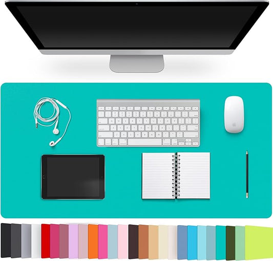 Leather Desk Pad Protector,Non-Slip Desk Pad,on-Slip PU Leather Large Mouse Pad,Easy Clean Desk Protecor Mat,Writing Pad for Office Work/Home/Decor(BrightGreen, 35.4" x 17")