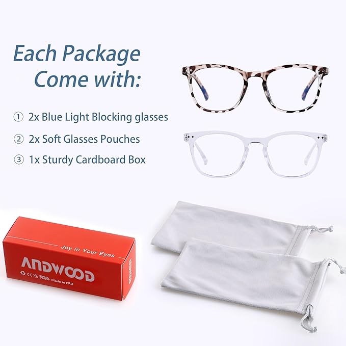 ANDWOOD Blue Light Blocking Glasses Women Men Computer Small Face Clear Bluelight Blocker Eyeglasses Frame