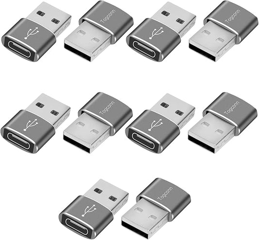 USB C Female to USB Male Adapter (10-Pack), Type C to USB A Charger Cable Converter Connector for iPhone 15，iPhone 15 ProMax, Samsung S23 Ultra, MacBook Pro, MacBook Air/Mini